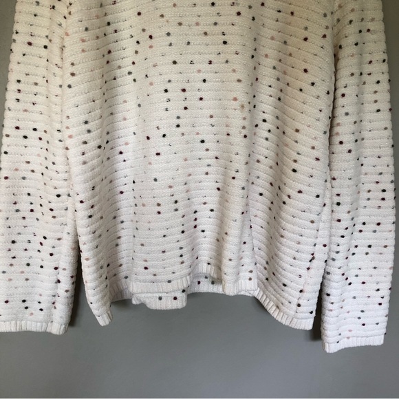 Tribal Jeans Cream Chunky Knit Sweater Mini Pom Pom Polka Dot Ivory Pullover XL - Picture 3 of 9